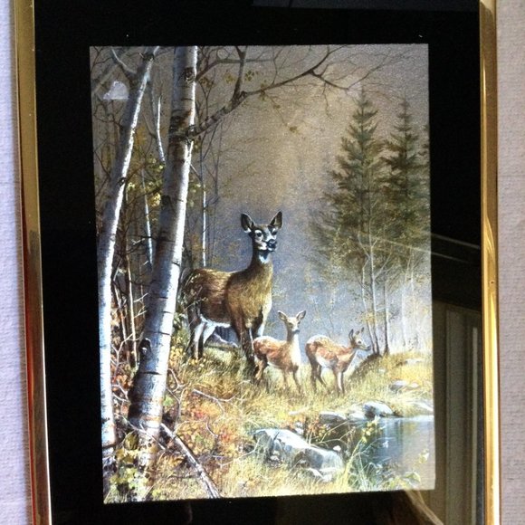 Two wall decoration metallic prints deer framed small - Picture 2 of 5
